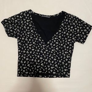 brandy melville navy and white amara top